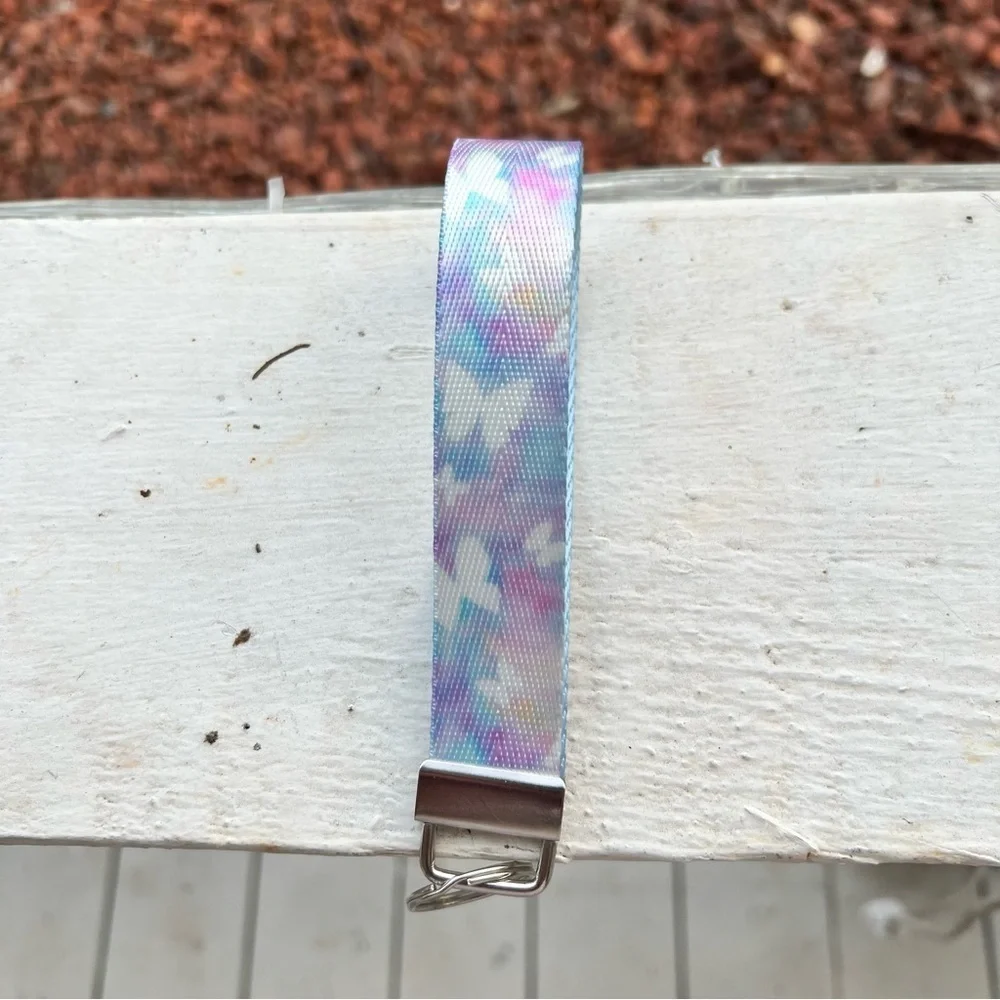 Handmade Rainbow Butterfly Keychain Wristlet